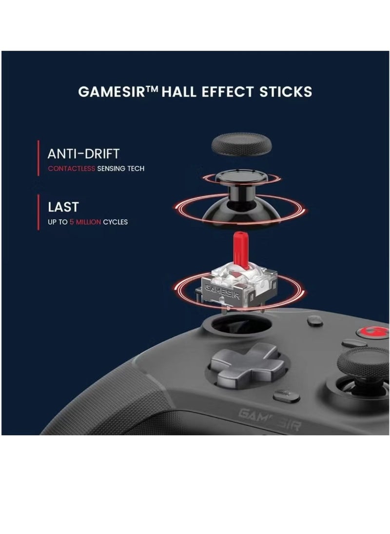 Wireless Gamepad GameSir T4 Cyclone Pro Bluetooth Game Controller for Switch/Lite/OLED Switch Remote Gamepad with Hall Effect Sensing Joystick, Compatible with Steam Deck, Android, iOS, Windows Black