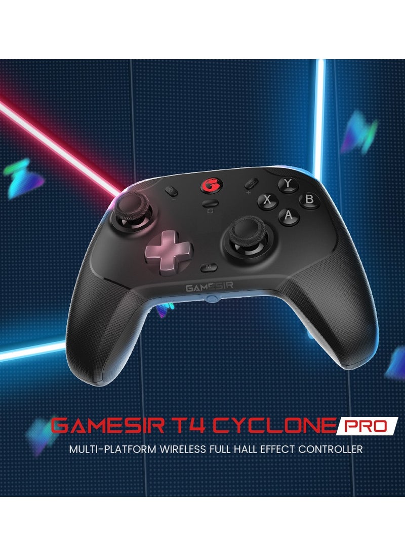 Wireless Gamepad GameSir T4 Cyclone Pro Bluetooth Game Controller for Switch/Lite/OLED Switch Remote Gamepad with Hall Effect Sensing Joystick, Compatible with Steam Deck, Android, iOS, Windows Black