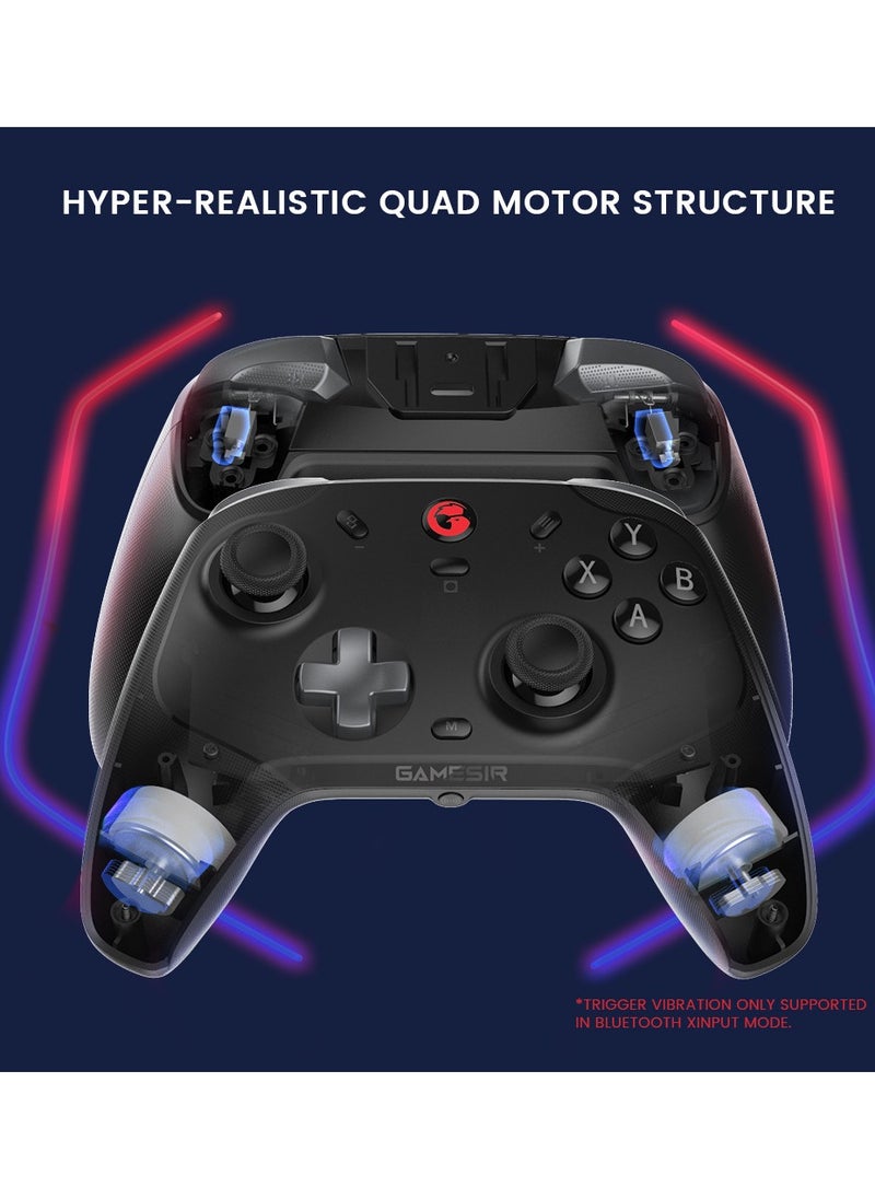 Wireless Gamepad GameSir T4 Cyclone Pro Bluetooth Game Controller for Switch/Lite/OLED Switch Remote Gamepad with Hall Effect Sensing Joystick, Compatible with Steam Deck, Android, iOS, Windows Black