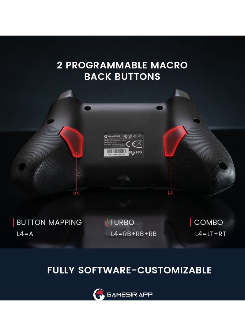 Wireless Gamepad GameSir T4 Cyclone Pro Bluetooth Game Controller for Switch/Lite/OLED Switch Remote Gamepad with Hall Effect Sensing Joystick, Compatible with Steam Deck, Android, iOS, Windows Black