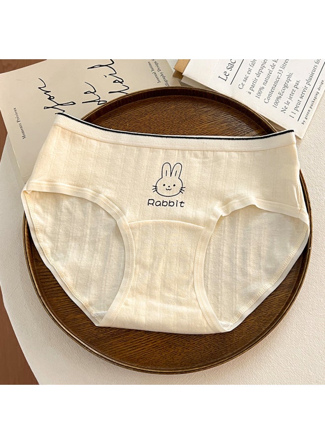Cartoon Student Girl Underwear Mid-waist Grade A Antibacterial Grade A Baby Cotton Cotton Extended Crotch Breathable Women's Briefs