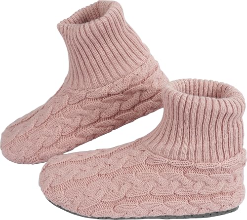 BenSorts Slipper Socks for Women Thick House Sock with Grippers Shoes with AntiSkid Bottom Soles Pink Size 10 11 - Image 1
