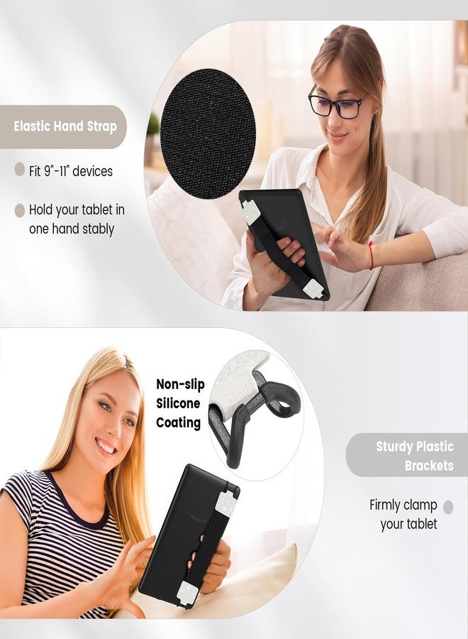 MoKo Security Hand-Strap for 9-11 Inch Tablet, iPad/IP-ad Pro/iPad Air/Kindle Fire HD/Samsung, Black High-Elasticity Versatile Hand Strap Lightweight Finger Grip Holder, Glitter White - Image 4