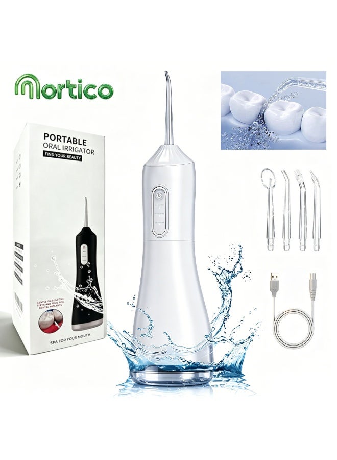 MORTICO Water Flosser For Teeth Cordless 330Ml Portable Oral Irrigator Flosser 3 Cleaning Modes And 4 Jet Tips, Ipx7 Waterproof Black - Image 1