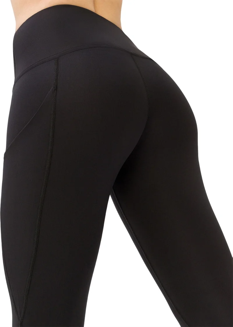 Los Ojos Women's Black High Waist Double Pocket Slimming Sport Leggings