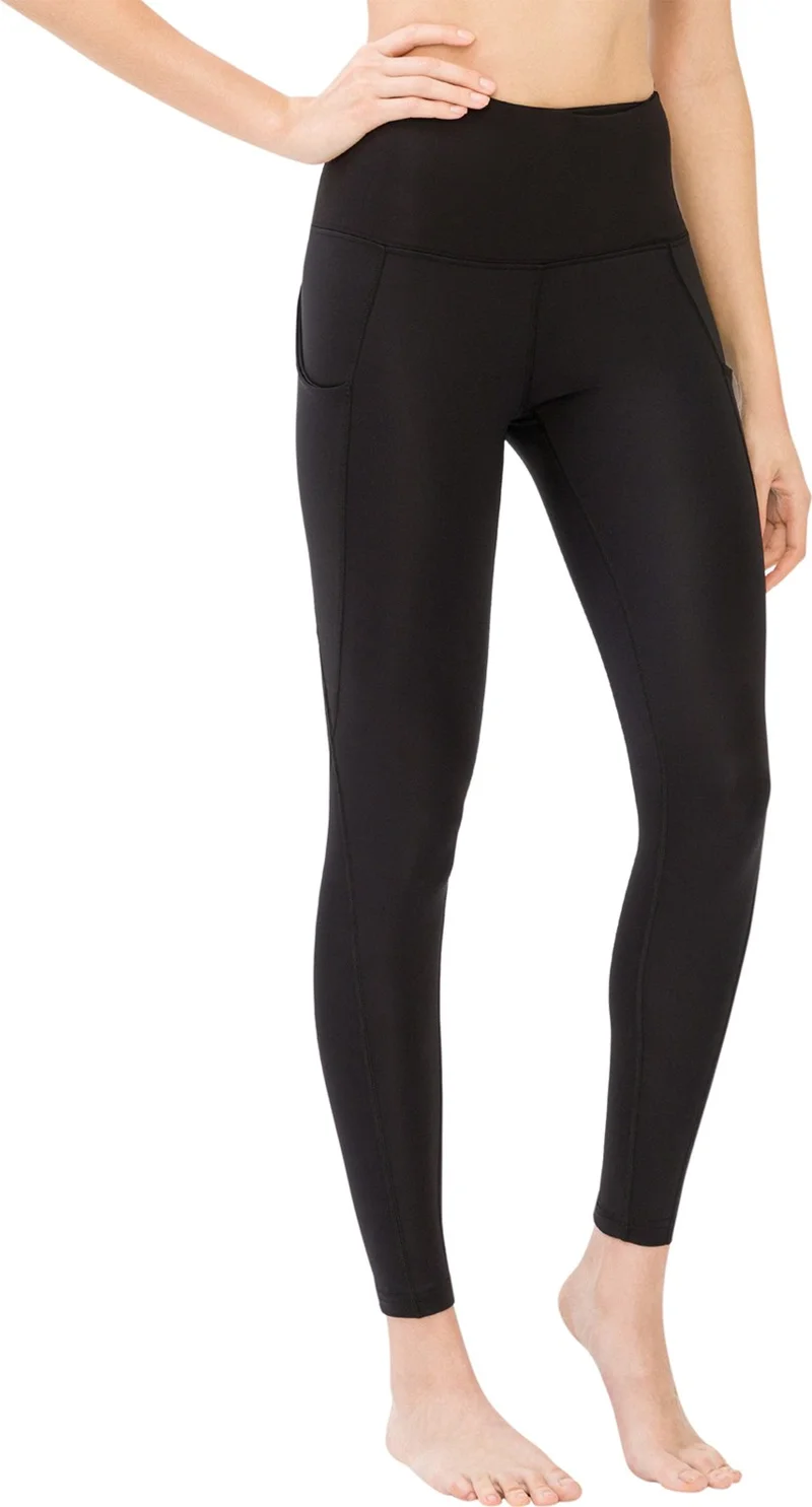 Los Ojos Women's Black High Waist Double Pocket Slimming Sport Leggings