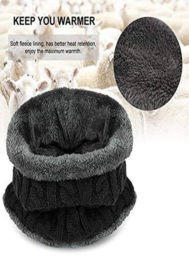 Zonkar Premium Unisex Woolen Winter Beanie Cap with neck set Scarf for Man Women Girl (Black) - Image 3