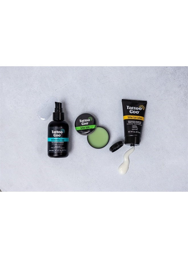 tattoo goo - Aftercare Kit Includes Antimicrobial Soap, Balm, and Lotion, Tattoo Care for Color Enhancement + Quick Healing - Vegan, Cruelty-Free, Petroleum-Free (3 Piece Set) - Image 1