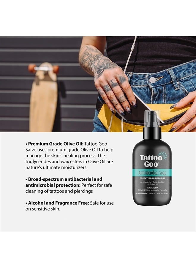 tattoo goo - Aftercare Kit Includes Antimicrobial Soap, Balm, and Lotion, Tattoo Care for Color Enhancement + Quick Healing - Vegan, Cruelty-Free, Petroleum-Free (3 Piece Set) - Image 1