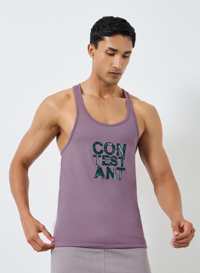 Styli Active Men Purple Graphic Print Training Tank - Image 1