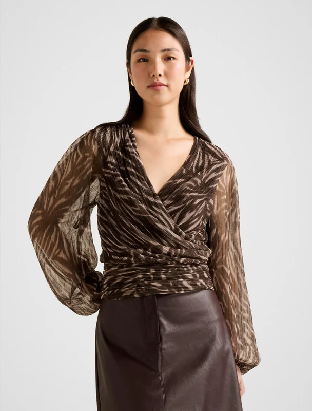 Forever New Odette Plisse Wrap Top
