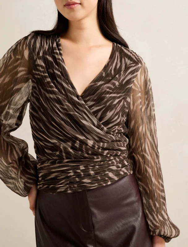 Forever New  Odette Plisse Wrap Top for Women | Best Price UAE