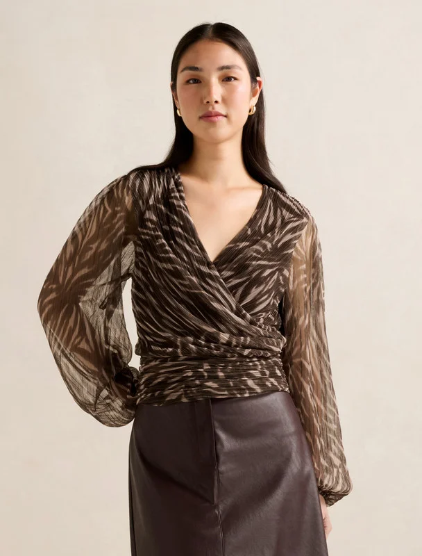 Forever New  Odette Plisse Wrap Top for Women | Best Price UAE