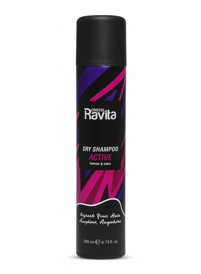 CRISTAL Ravita DRY SHAMPOO ACTIVE lemon & mint Refresh Your hair 200 ml - Image 1