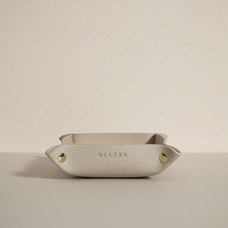 Oletha Small Foldable Valet Tray - Aesthetic Desk Organizer For Home  Office & Travel - Portable Catch All Bowl For Keys  Jewelry & Essentials - Light Taupe - Image 5