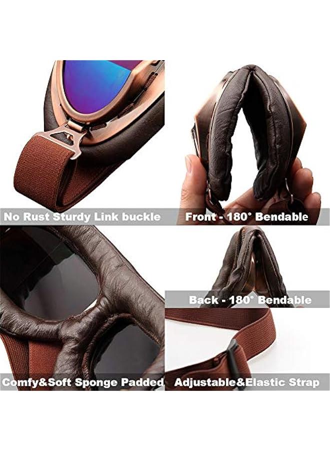 Generic Vintage Helmet Goggles Motorcycle Goggles Bike Motorcross Pilot Goggle  - Image 2