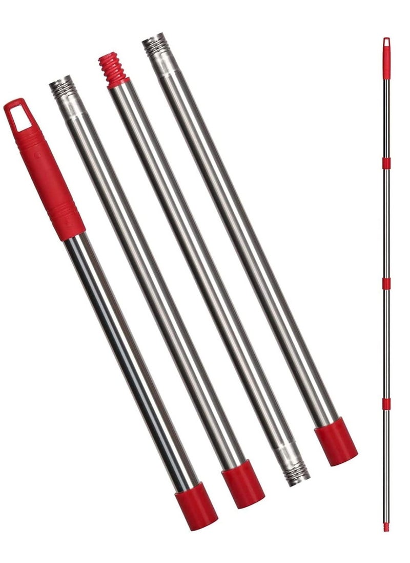 Zalcoon Spin Mop Replacement Stainless Steel Handle  - Mop Stick Compatible with Vileda Easy Wring / O cedar, 4-Section 30" to 58" Mop Handle Replacement Stick  - Image 1