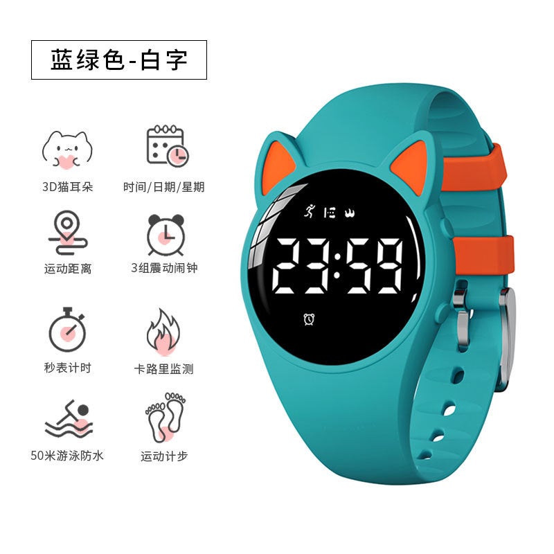 Childrens Watch Girls Primary School Students 2021 New Waterproof Cute Childrens Luminous Bracelet Electronic Watch for Men turquoise