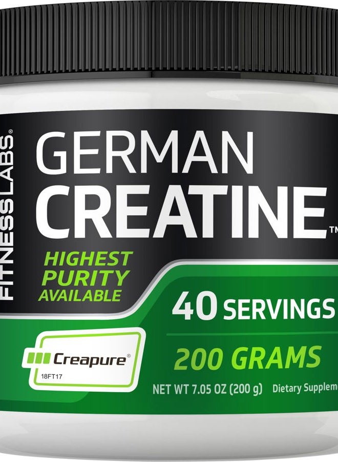 Fitness Labs German Creatine Powder | 7.05 oz | 39 Servings | Creapure | Monohydrate Powder | Non-GMO, Gluten Free Supplement  - Image 1