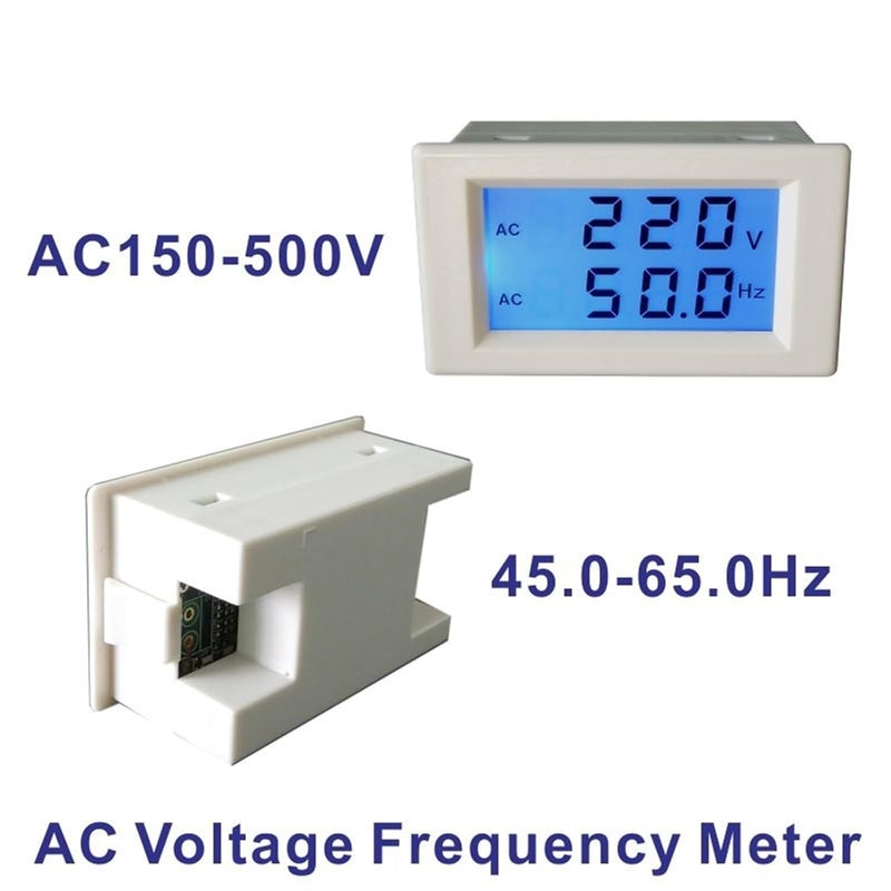 عداد الجهد المتردد بشاشة مزدوجة بغطاء أبيض 150-500 فولت 45-65 هرتز مراقب رقمي بشاشة الكريستال السائل - Image 3