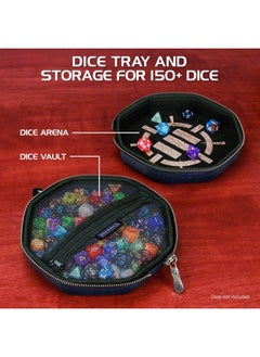 ENHANCE Dnd Dice Tray And Dice Case Collector Edition Dnd Dice Holder For Up To 150 D&D Dice With Rugged Exterior And Protective Interior Dice Rolling Tray Perfect For Game Night (Dragon Blue)  - Image 3