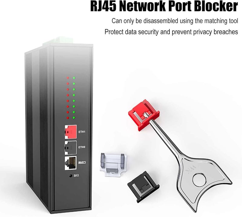 12Pcs RJ45 Port Lock with 1 Key, RJ45 Dust Blocker and Port Protector, Ethernet Dust Cover Cap for Female Port Devices, Compatible with RJ45 Port Devices, White - Image 3