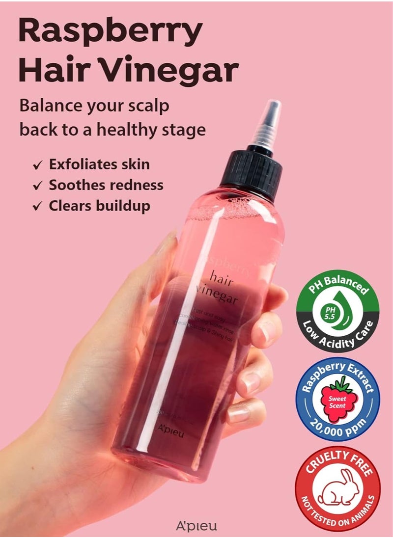 A'Pieu Apieu Raspberry Scalp Vinegar Hair Rinse 6.76 fl. oz. / 200 ml  - Image 3