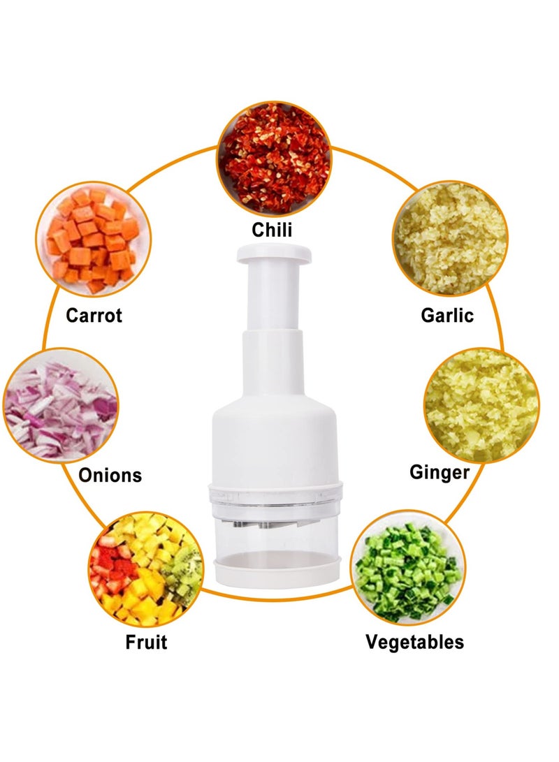 SYOSI Food Chopper, Manual Vegetable Chopper, Fruit Chopper, Garlic Chopper, Hand Press Chopper for Onion, Garlic, Nut, Manual Food Chopper for Kitchen, Dishwasher Safe (White) - Image 4