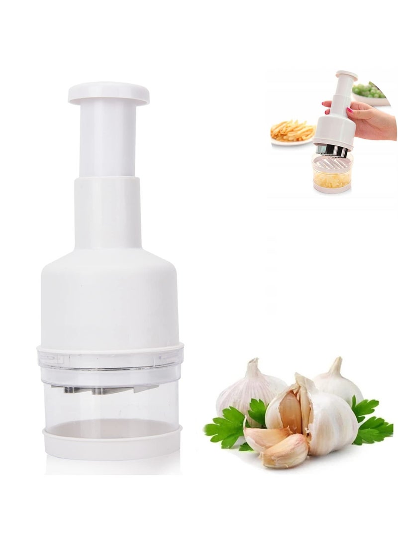 SYOSI Food Chopper, Manual Vegetable Chopper, Fruit Chopper, Garlic Chopper, Hand Press Chopper for Onion, Garlic, Nut, Manual Food Chopper for Kitchen, Dishwasher Safe (White) - Image 1