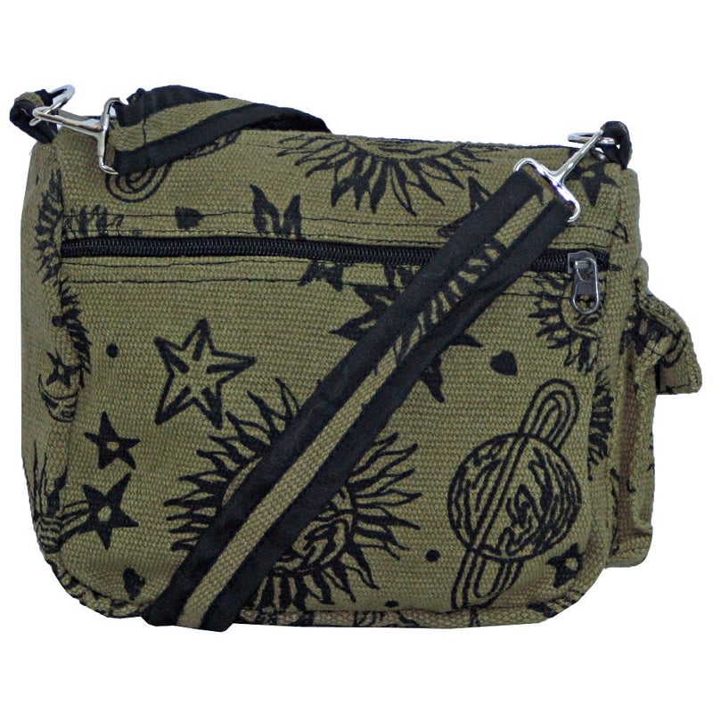 Dominion Sun Moon Stars and Planets Celestial Hippie Boho Crossbody Single Shoulder Bag (Green) - Image 4