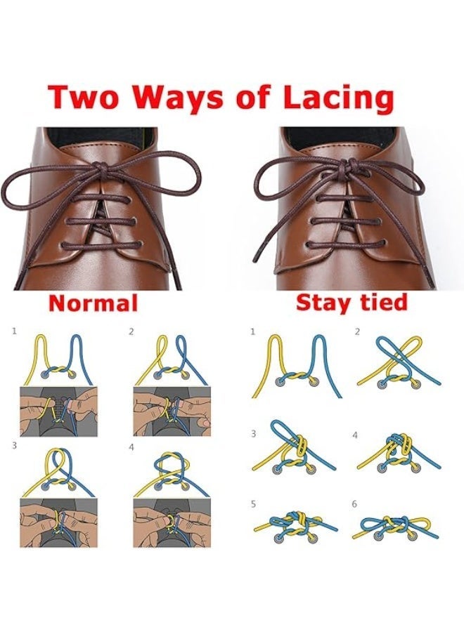 اربطة احذية مستديرة من القطن المشمع للاحذية الطويلة والاحذية الرياضية للرجال والنساء - والأحذية ذات الرقبة الطويلة والفساتين - خيوط للاحذية متوفرة زوجان باطوال وألوان متعددة - Image 3