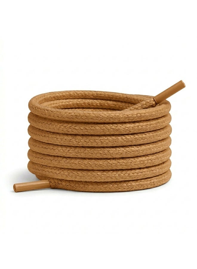 Round waxed cotton shoelaces for men's and women's boots, sneakers, ankle boots, and dress shoes - available in two pairs in various lengths and colors - Image 1