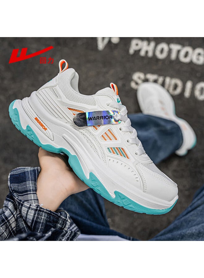 Warrior Official Men's Sports Shoes Autumn Winter New Men's Running Casual Dad Sneakers White/blue/orange Size 39