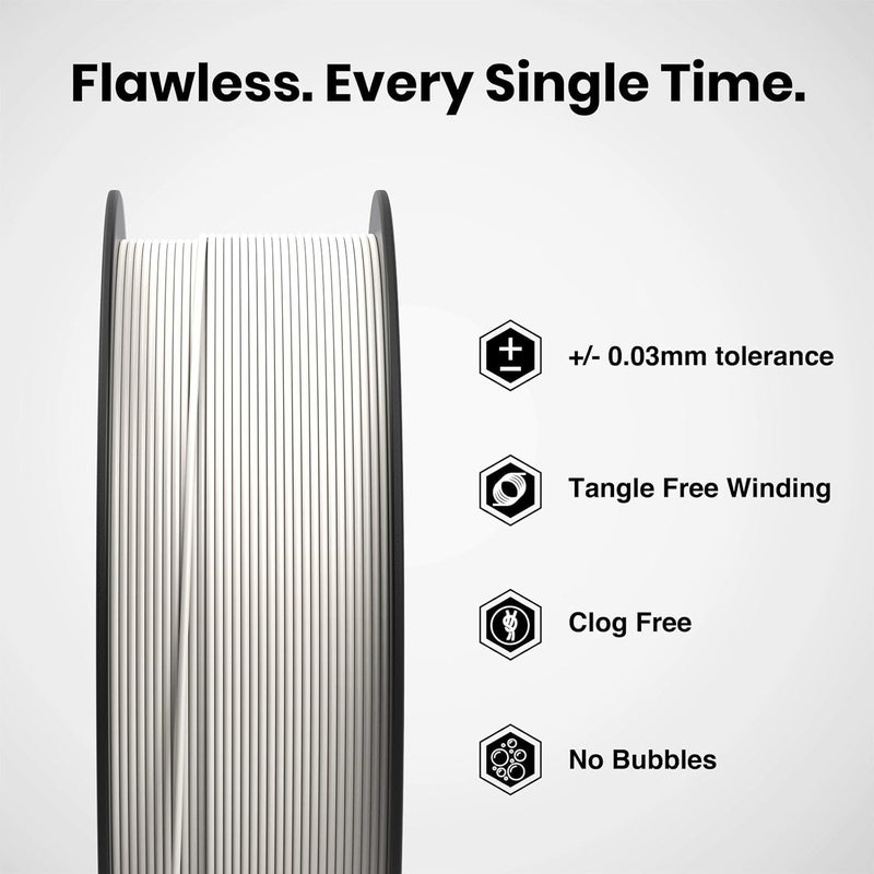 NUMAKERS PLA+ 3D Printer Filament, 1.75mm, Dimensional Accuracy +/- 0.03 mm, 1 kg Spool (2.2 lbs), Compatible with Most FDM Printers (Cool White) - Image 4