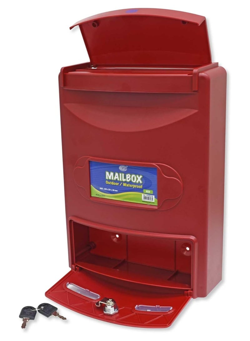 FIS Outdoor Water-Proof Mail Box, Color Red, Size 338 x 251 x 99 mm - FSGNM01RE - Image 2