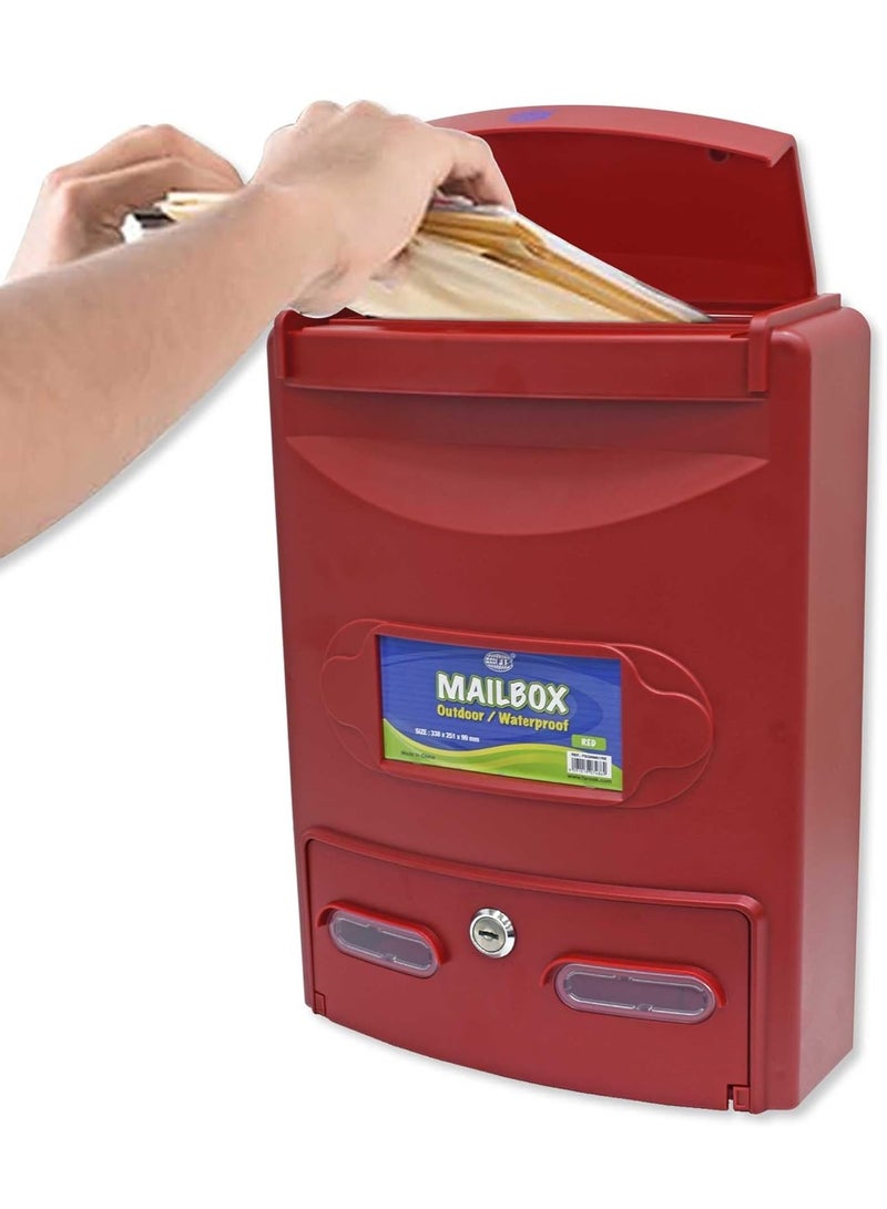 FIS Outdoor Water-Proof Mail Box, Color Red, Size 338 x 251 x 99 mm - FSGNM01RE - Image 4