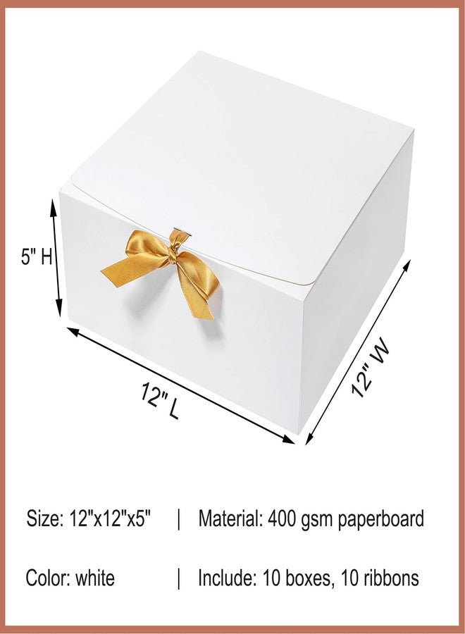 Mcfleet Large Gift Boxes with Lids 12x12x5 Inches 10 Pack Bridesmaid Proposal Boxes White Extra Deep Gift Box for Presents, Craft Boxes for Christmas, Wedding, Graduation, Holiday, Birthday Gift - Image 2