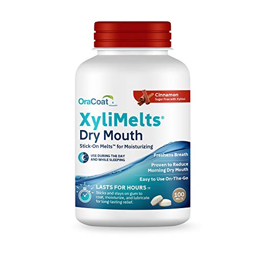 Oracoat XyliMelts for Dry Mouth Night Time or Day - Moisturizing Dry Mouth Adhering Discs, Sugar Free with Xylitol, 100 Count, Cinnamon, 8-Hour Relief - Image 1