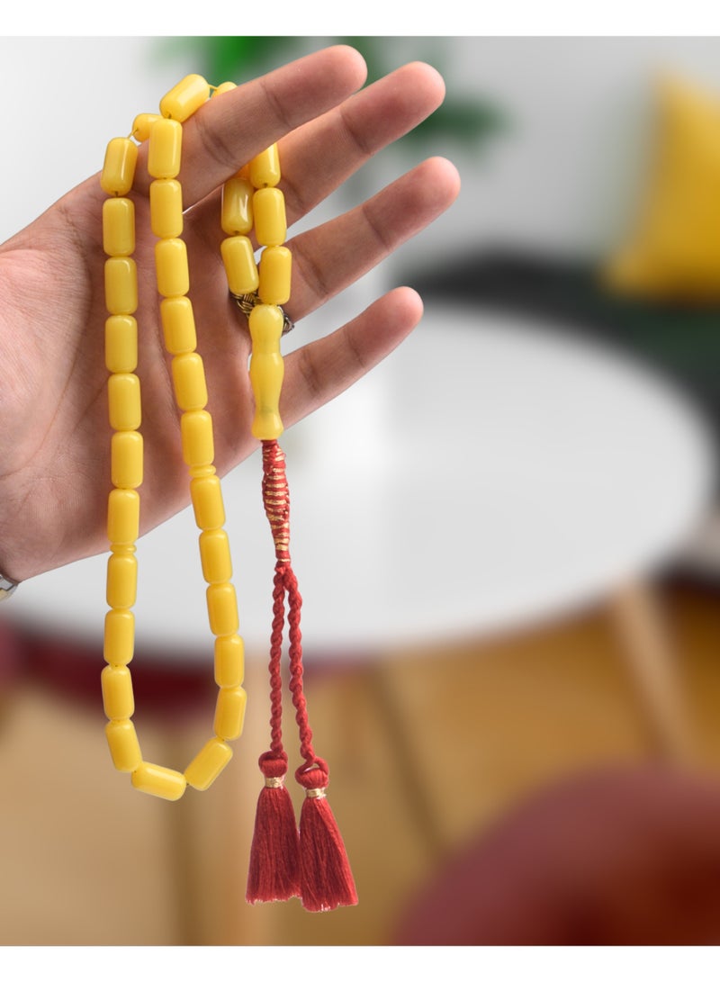 نمط مسبحة صلاة إسلامية من الأكريليك باللون الكهرماني، 33 حبة - Image 3