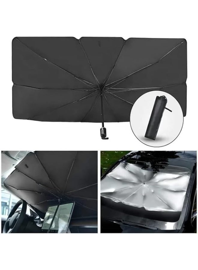 SHEZA STAR Car Windshield Sunshade, 65x125 cm, 5-Layer UV Protection, Foldable Umbrella Design, for Sedan and SUV - Image 3