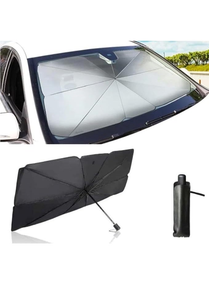 SHEZA STAR Car Windshield Sunshade, 65x125 cm, 5-Layer UV Protection, Foldable Umbrella Design, for Sedan and SUV - Image 2