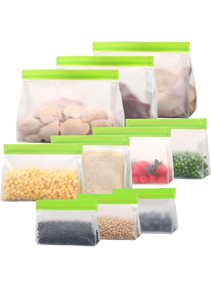 10 حزمة أكياس تجميد غالون قابلة لإعادة الاستخدام ، BPA الحرة ، أكياس تخزين الأغذية القابلة لإعادة الاستخدام المقاومة للتسرب ، لللحوم المرينة ، الحبوب ، الخضروات ، المنظمة المنزلية ، الحفاظ على الأغذية المجمدة الطازجة ، الخضراء - Image 1
