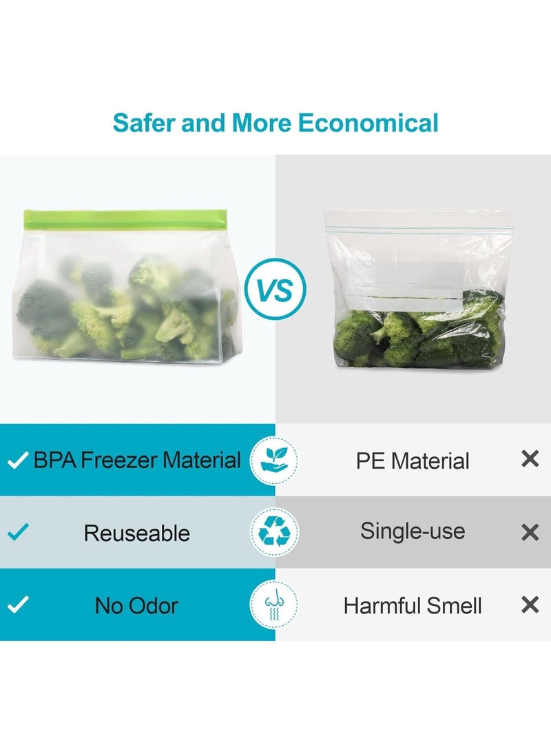 10 حزمة أكياس تجميد غالون قابلة لإعادة الاستخدام ، BPA الحرة ، أكياس تخزين الأغذية القابلة لإعادة الاستخدام المقاومة للتسرب ، لللحوم المرينة ، الحبوب ، الخضروات ، المنظمة المنزلية ، الحفاظ على الأغذية المجمدة الطازجة ، الخضراء - Image 4