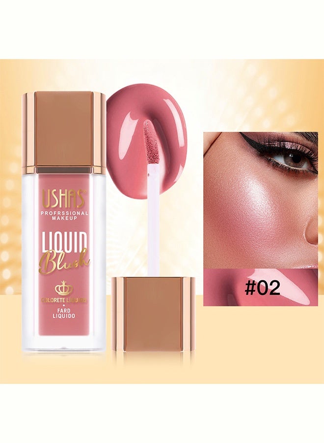 Ushas Liquid Blush, Highly Pigmented Long-Lasting Cheek Tint, Lightweight Blendable Natural Dewy Finish, Multi-use Blush for Cheeks, Lips, Eyes, Professional Makeup #02 - Image 2