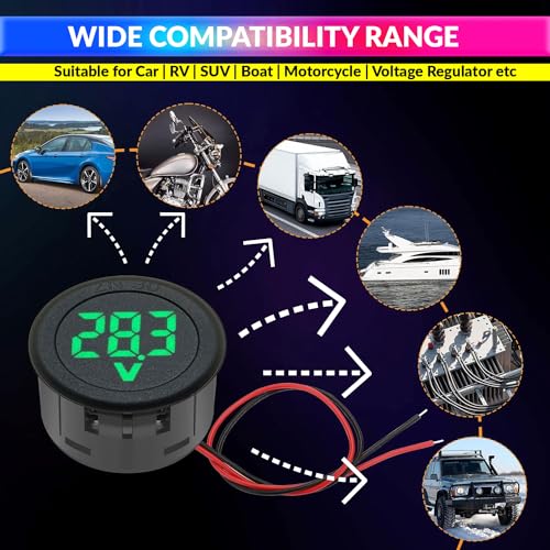 amiciSense DC 5~100V Voltmeter, 3-Digit LED Digital Display Voltage Detector for Bike Battery Voltage Monitoring, Black - Image 4