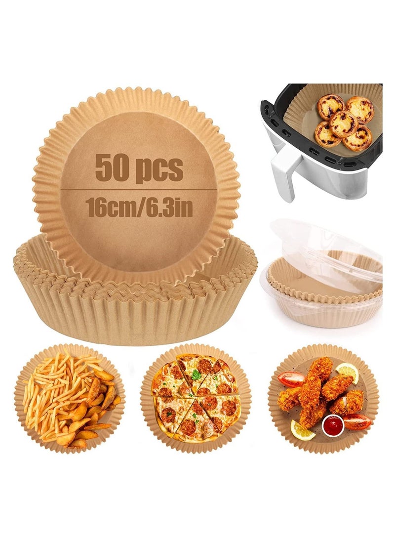 50PCS Air Fryer Disposable Paper Liners Basket, 6.3 inch Plate, Baking Paper, Parchment Non-Stick Oil-Proof - Image 1