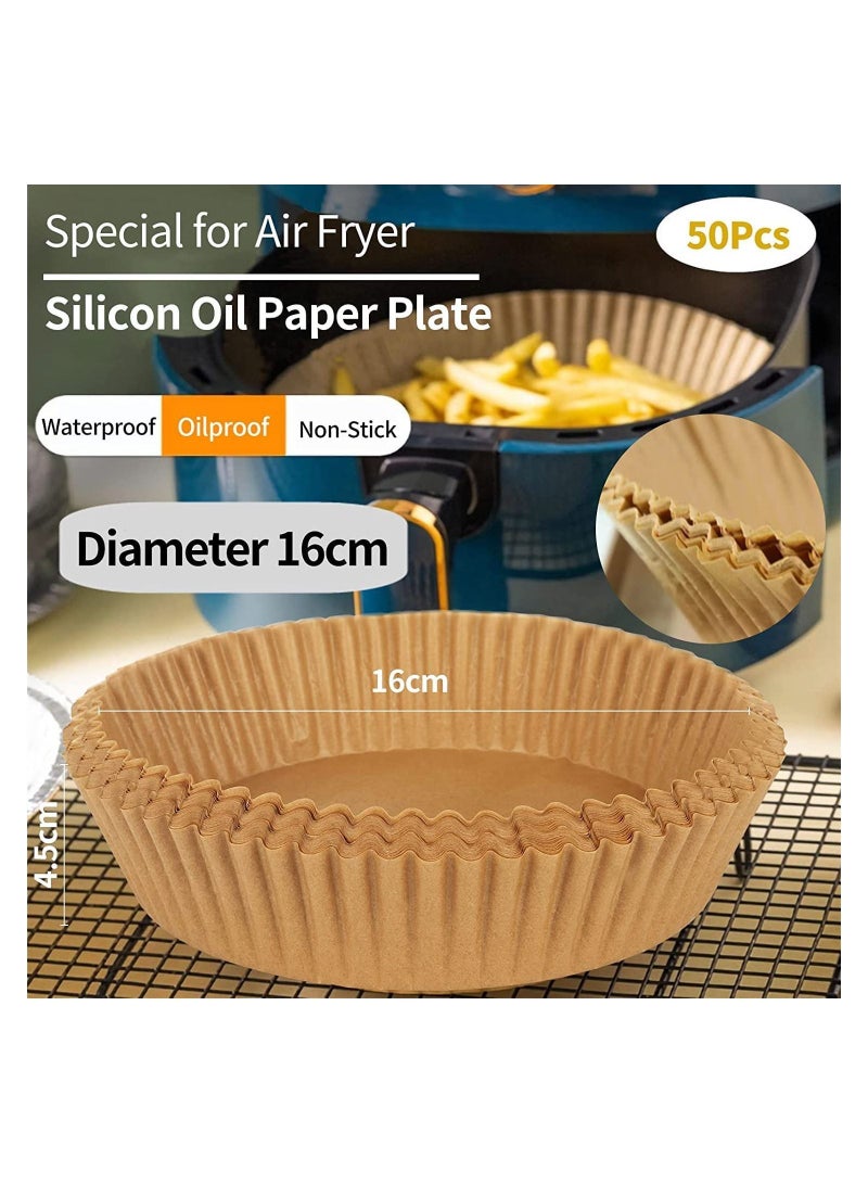 50PCS Air Fryer Disposable Paper Liners Basket, 6.3 inch Plate, Baking Paper, Parchment Non-Stick Oil-Proof - Image 2