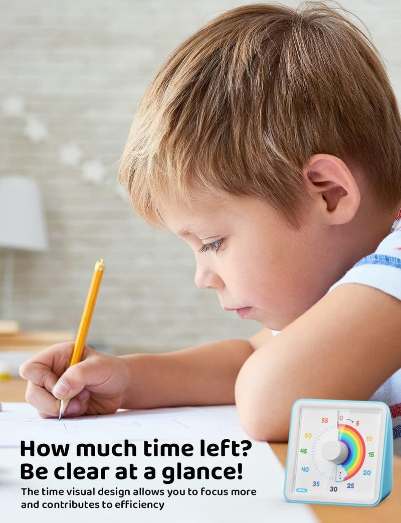 LIORQUE 60 Minute Visual Timer for Kids, Visual Countdown Timer for Classroom Office Kitchen with 'Rainbow' Pattern Design, Pomodoro Timer with Silent Operation (Batteries Included) - Image 2