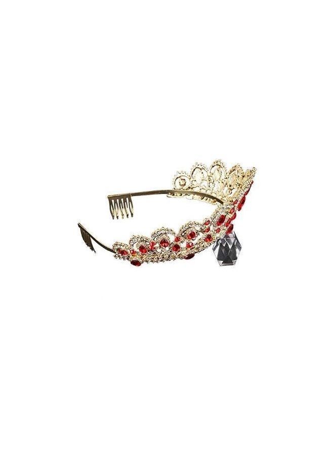 NIBEMINENT Royal Wedding Crystal Studded Crown Ruby/Gold Free Size - Image 5