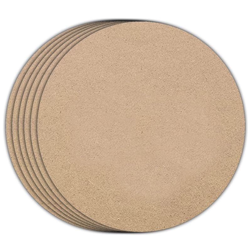 G Gojeeva GOJEEVA Premium Wooden 2X2 Inches Round Shape Unfinished Pine Board for DIY Art and Craft Plane Wooden Base Pine Wood Cake Stand Cake Stand MDF Wooden Circle Sheets 2X2 Inches Brown Pack of 6 